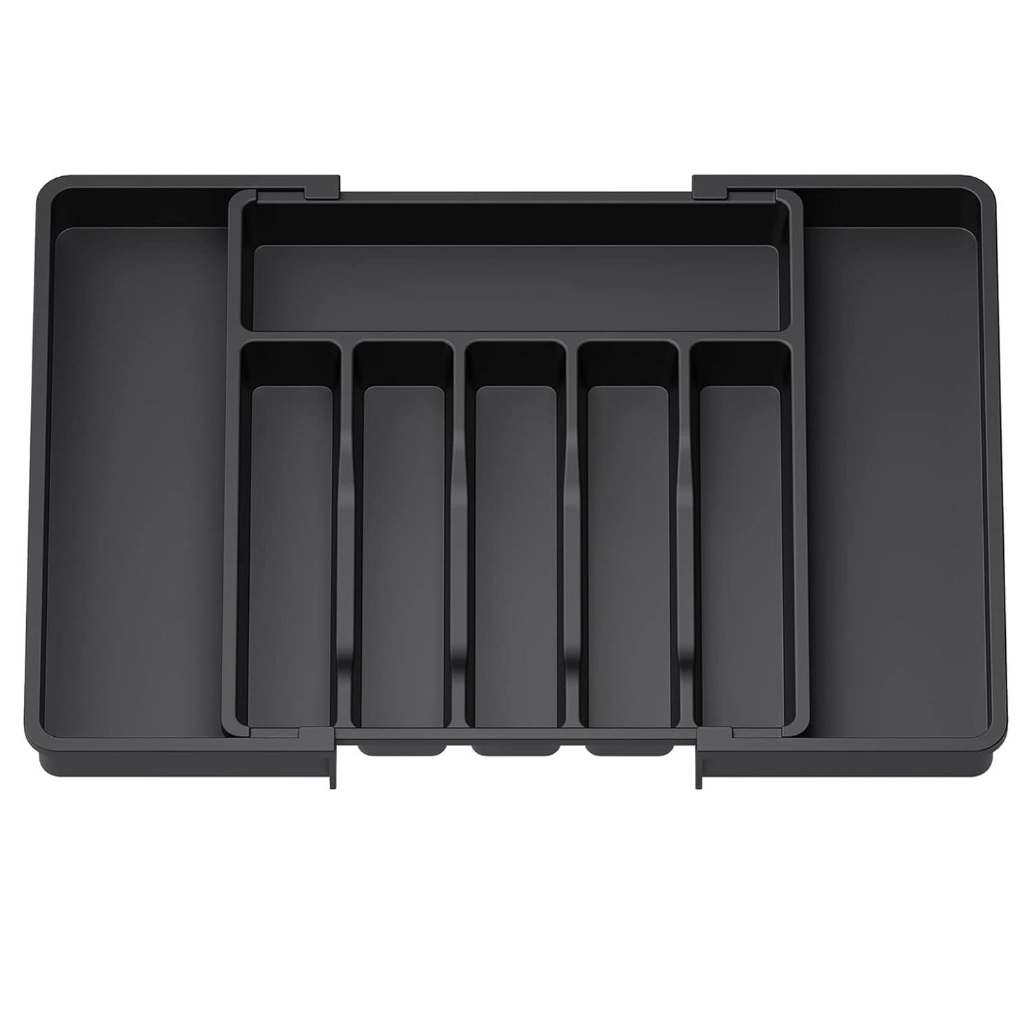 

Silverware Drawer Organizer, Adjustable Expandable Utensil Tray, Plastic Cutlery Storage for Flatware, Knives, Spoons, Gadgets