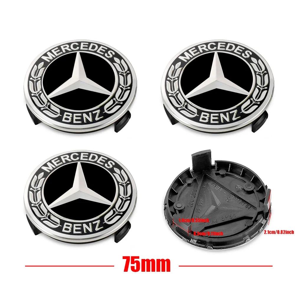 

C200 E200 For Mercedes Benz 4pcs 75MM Car Wheel Center Hub Caps Covers Hubcap Replacement For Mercedes Benz AMG A B C D M S R G 75mm