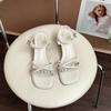 Fashion temperament fairy rhinestone open-toed thick-heeled sandals 2025 summer new outer wear with skirt versatile high heels