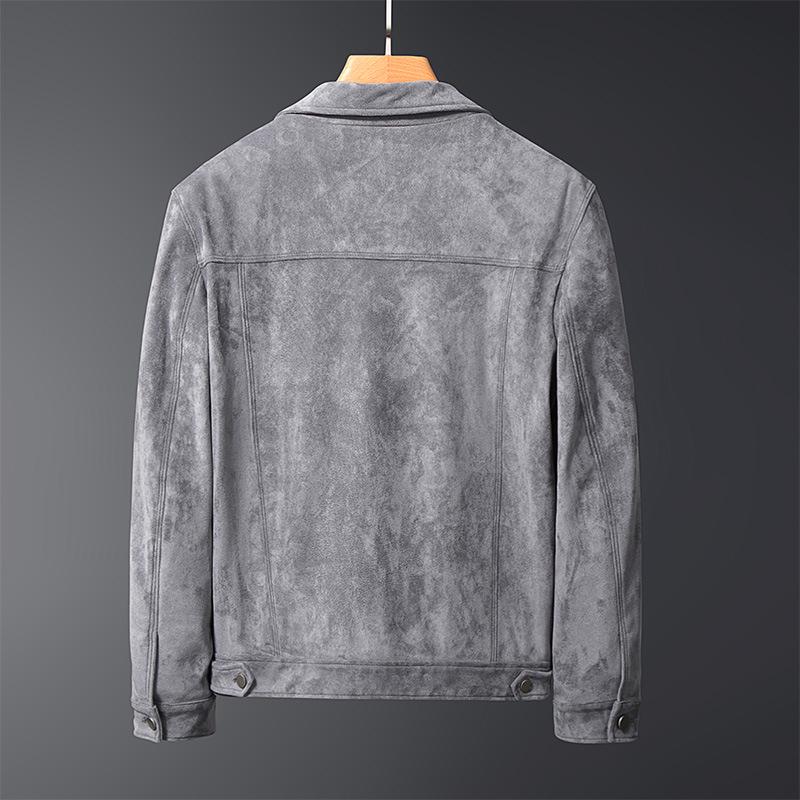 Men's Retro Suede Plush Jacket - Spring/Autumn Thin Workwear Style 1859
