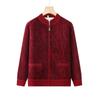 Middle-aged and old women's clothing thickened cardigan sweater year-old 0 mother clothing knitted sweater grandma autumn clothing new velvet jacket