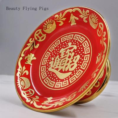 1 vnt. Keraminė vaisių lėkštė namų naudojimui, lotoso žiedo padėka, Turto dievo ir Budos priekinė vaisių lėkštė, Feng Shui ornamentas