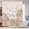 Romantic Bunny Bliss: Adorable Rabbits with Floral Design Shower Curtain for a Sweet and Cozy Bathroom Décor