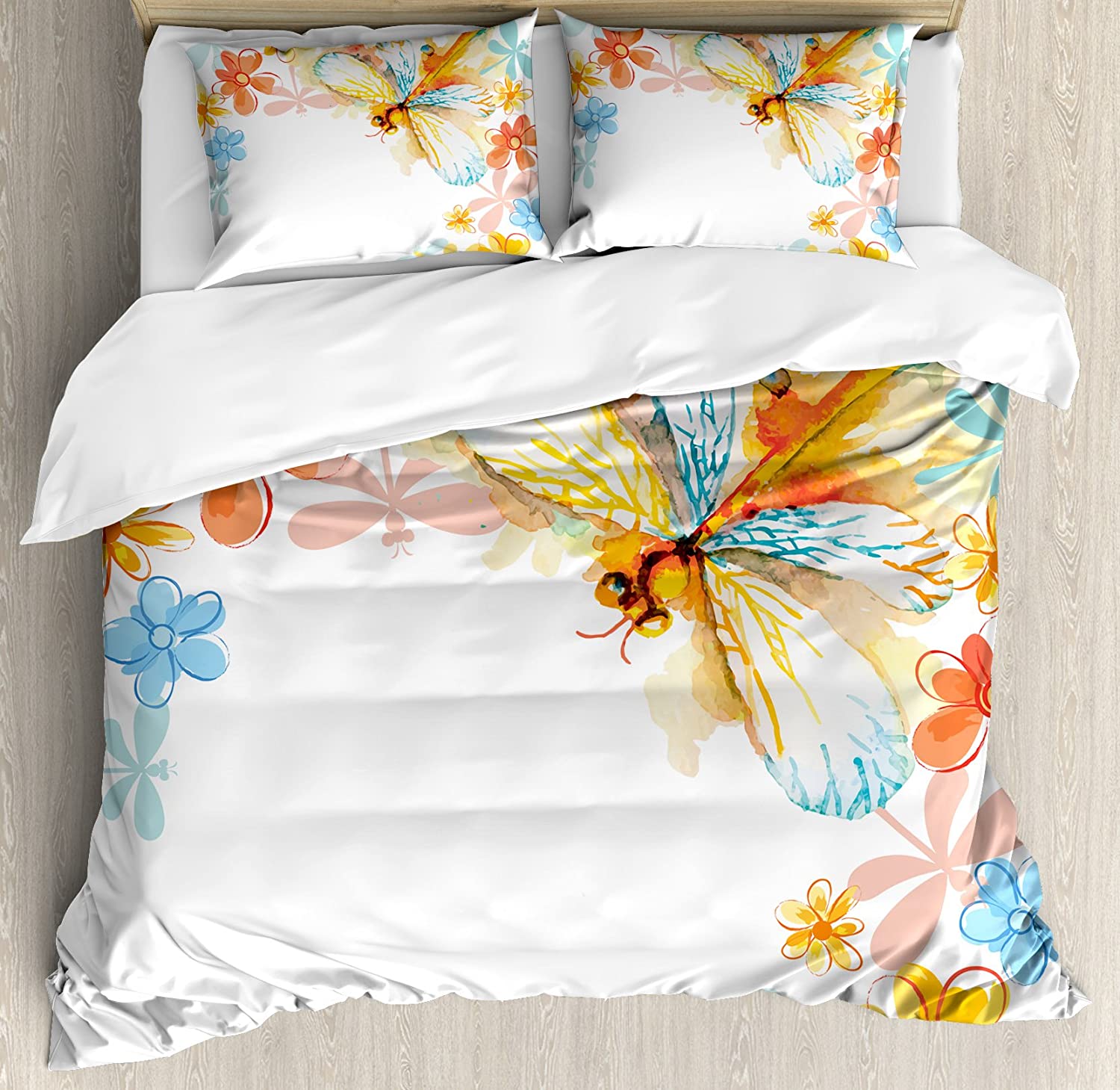 

Dragonfly Flower Leaf Insect Butterfly Duvet Cover Bed Bedding Set Home Quilt Cover Pillowcases Bedroom Bedding Set No Sheet EU single(135x200cm)