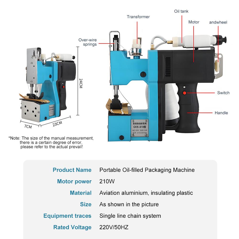 Electric Sewing Machine 210W High Power Portable Packaging Sealing and Overlocking Machine for Textile Industry Woven Bags