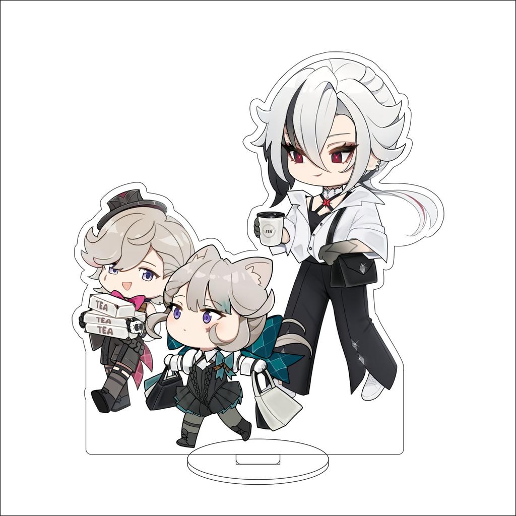 10CM Anime Genshin Impact Figure Stand Model Arlecchino Cute Desk Decor Standing Sign Gifts