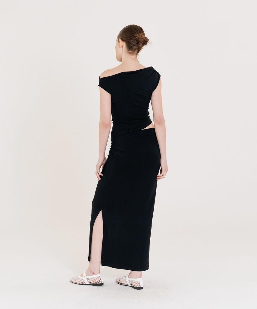 Ingi Active Drape Slit Skirt Black