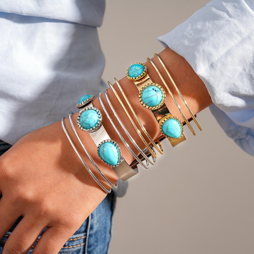 Acrylic geometric round multi-layer open bracelet ethnic style fashion jewelry