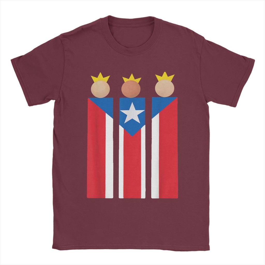 Men Puerto Rican Three Kings Flag Epiphany T Shirts Reyes Magos Clothing Funny Short Sleeve Round Neck Tees Graphic T-Shirt