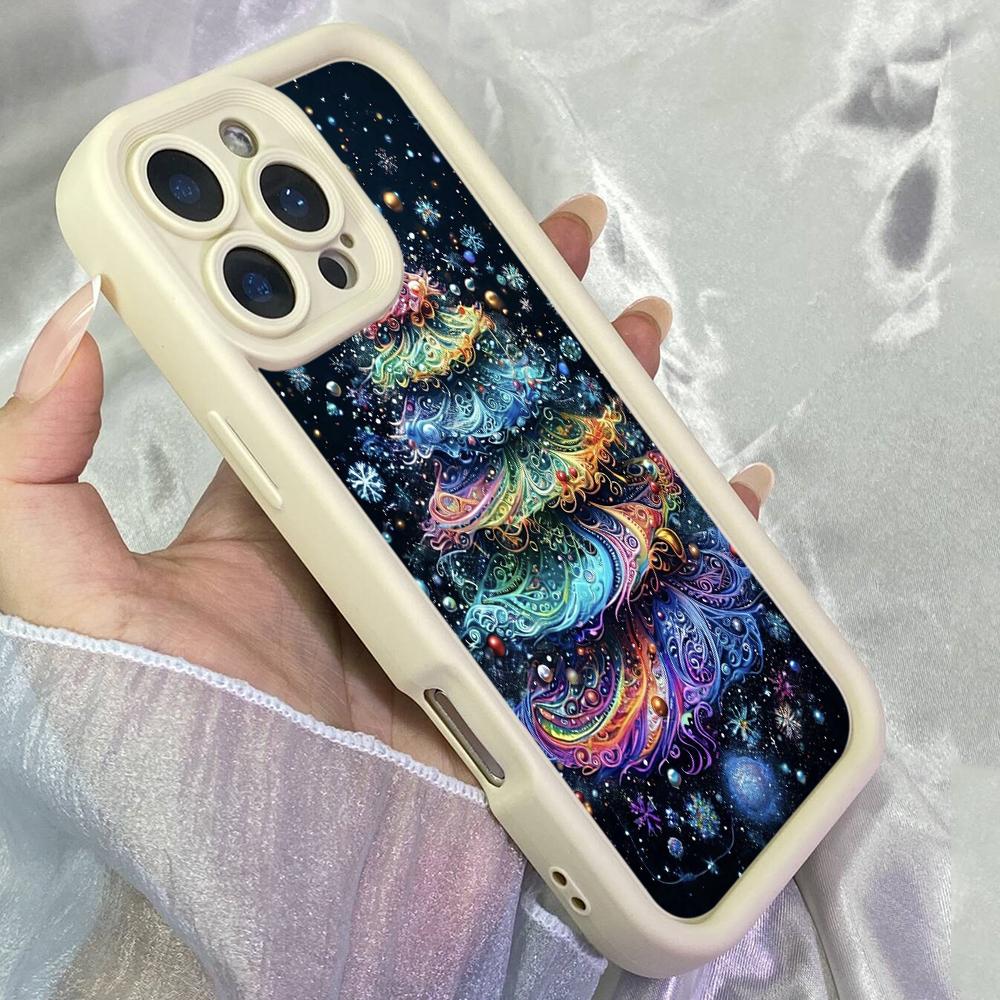 JT176 Colorful Christmas Tree with Twinkling for iPhone 17 16 15 Pro Max Samsung S26 S25 Ultra A17 A16 A07 A56 Xiaomi 15T Redmi 15c 14C Soft TPU Case