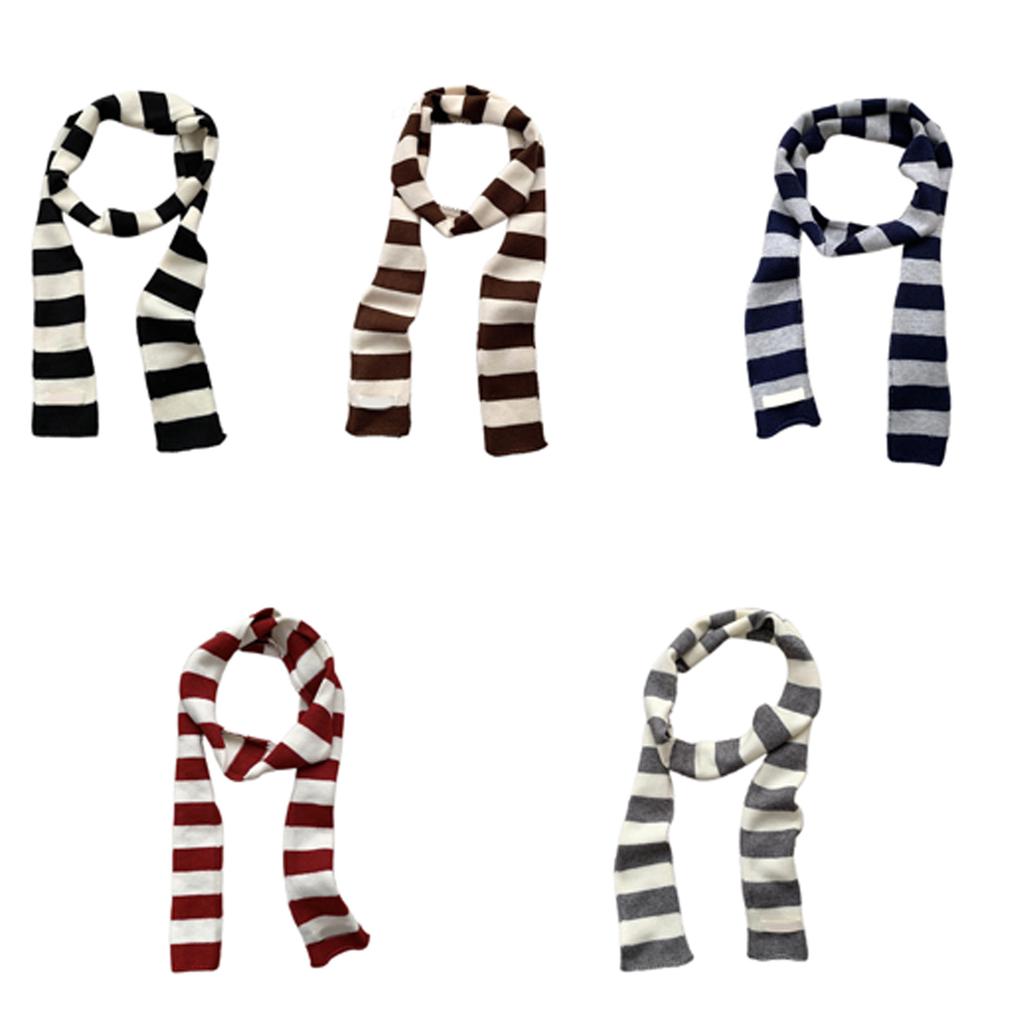 Handmade Knitted Striped Scarf for Female Girl Y2K Long Neck Scarf Spring Autumn Narrow Thin Scarf Harajuku Neck Wear