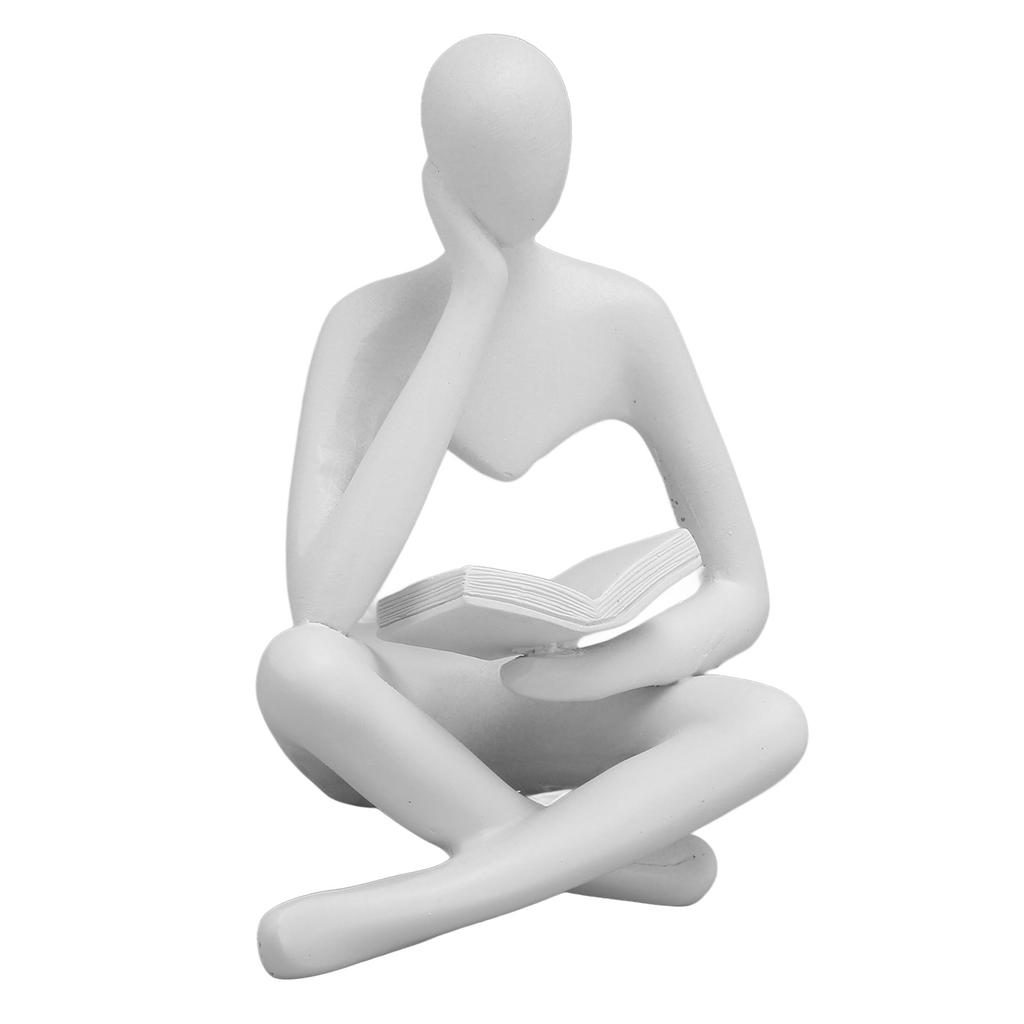 Denker Lesestatue Harz Sitzende Figur Abstrakte Kunst Ornament für Wohnzimmer Schrank