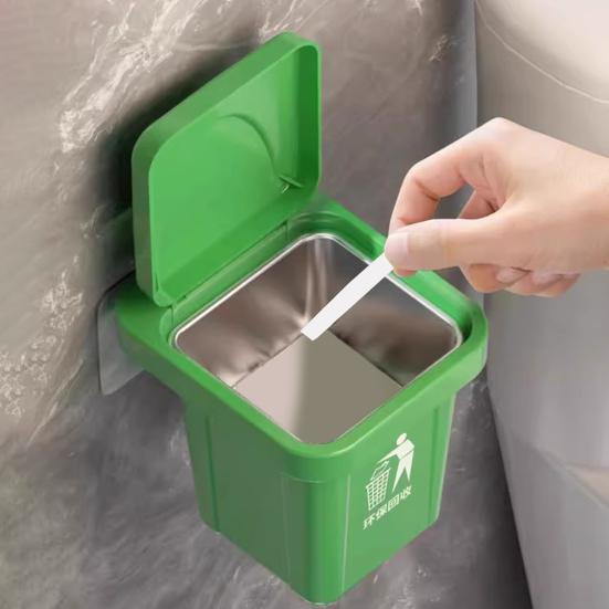 Trash Can Ashtray with Lid Removable Stainless Steel Inner Heavy Duty No Drill Wall Mount Home Office Countertop Decorative Ash Holder Storage Box