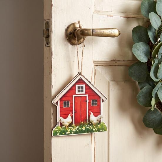 Christmas Gift Embellishments 10/20/30Pcs 2D Flat Farmhouse Chicken Wooden Hanging Ornament, Rooster Hen Coop Barn Barnyard Theme Charms Farm Pendants