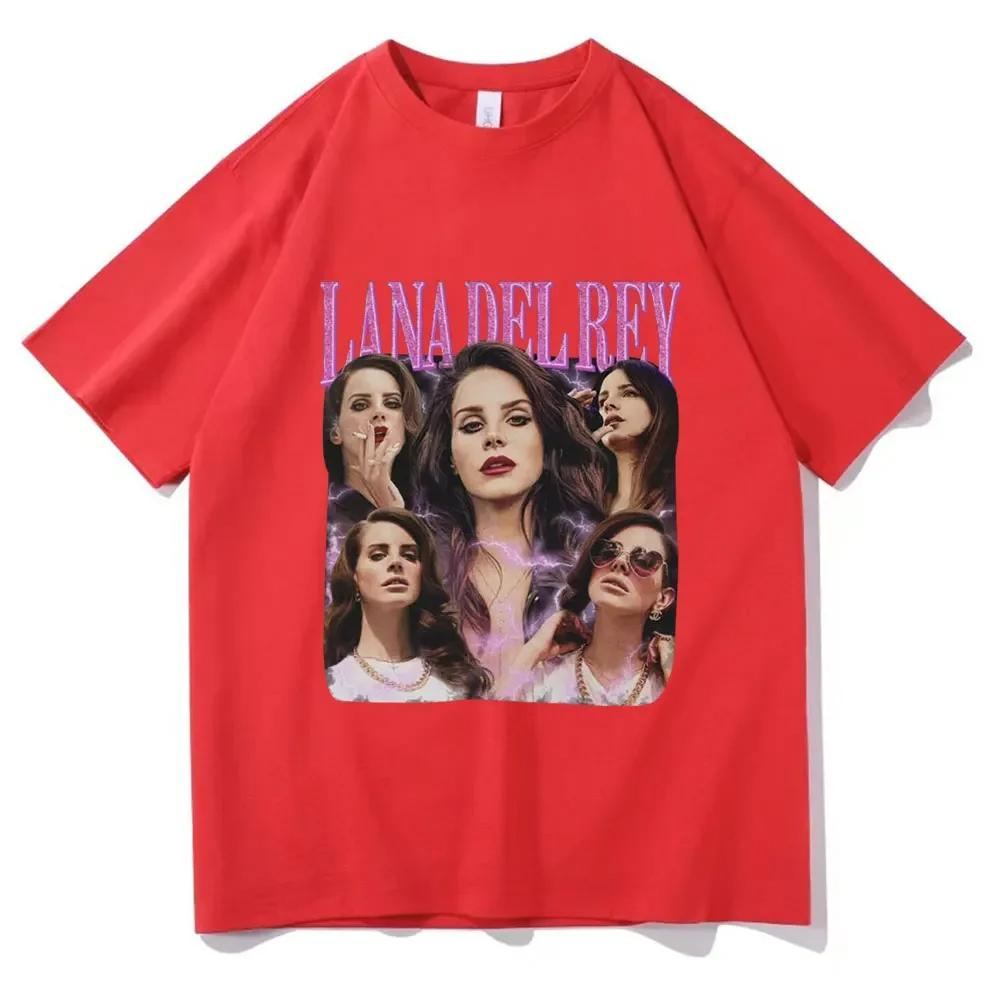 Retro Dam T-shirt i Bomull Lana Del Rey Sångare Grafiskt Tryck T-shirt Hip-Hop Mode Skjorta Kortärmad T-shirt Sommar Nyhet