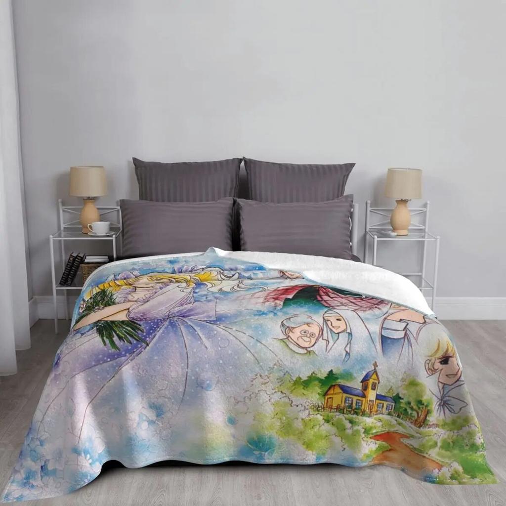 Candy Candy Anime-Deckenbezug, japanischer Anime-Flanell, Überwurf, Decken, Bettwäsche, Couch, bedruckt, weich, warm, Tagesdecke