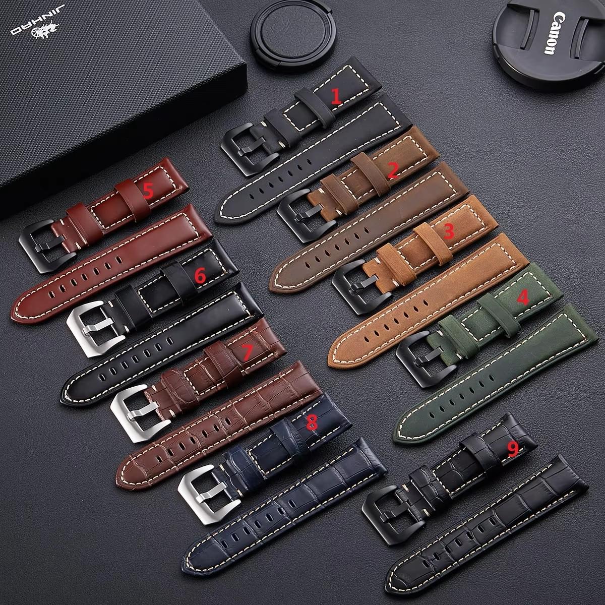Luxury Leather Watch Band High Quality Horween Leather Watch Strap 20/22/24mm Horween Leather Strap for Smart Watch 20 mm чёрный