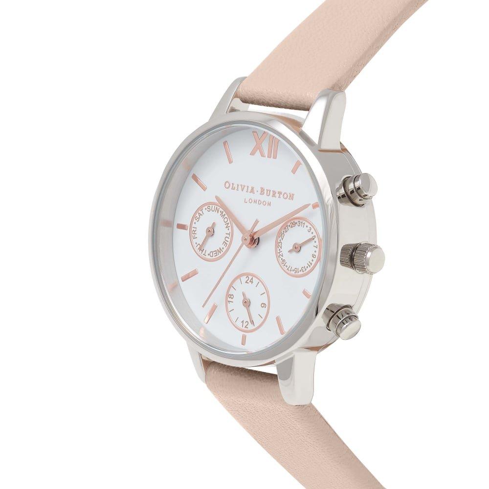 Olivia Burton OB16CGM66 Multi-Function 30 Mm Leather Women’s Watch (White Dial / Pink Strap)