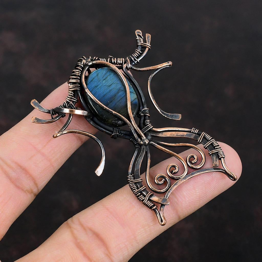 Pendentif Labradorite Pendentif Enveloppé de Fil de Cuivre Bijou Fait Main Pendentif Pierre Gemme Naturelle Bijou Labradorite Cadeau Pour Elle Pendentif Tout Neuf