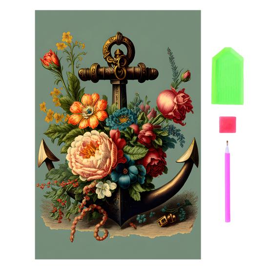 1 Set Rhinestone Painting Kit DIY Exquisite Floral Pattern Rhinestone Picture