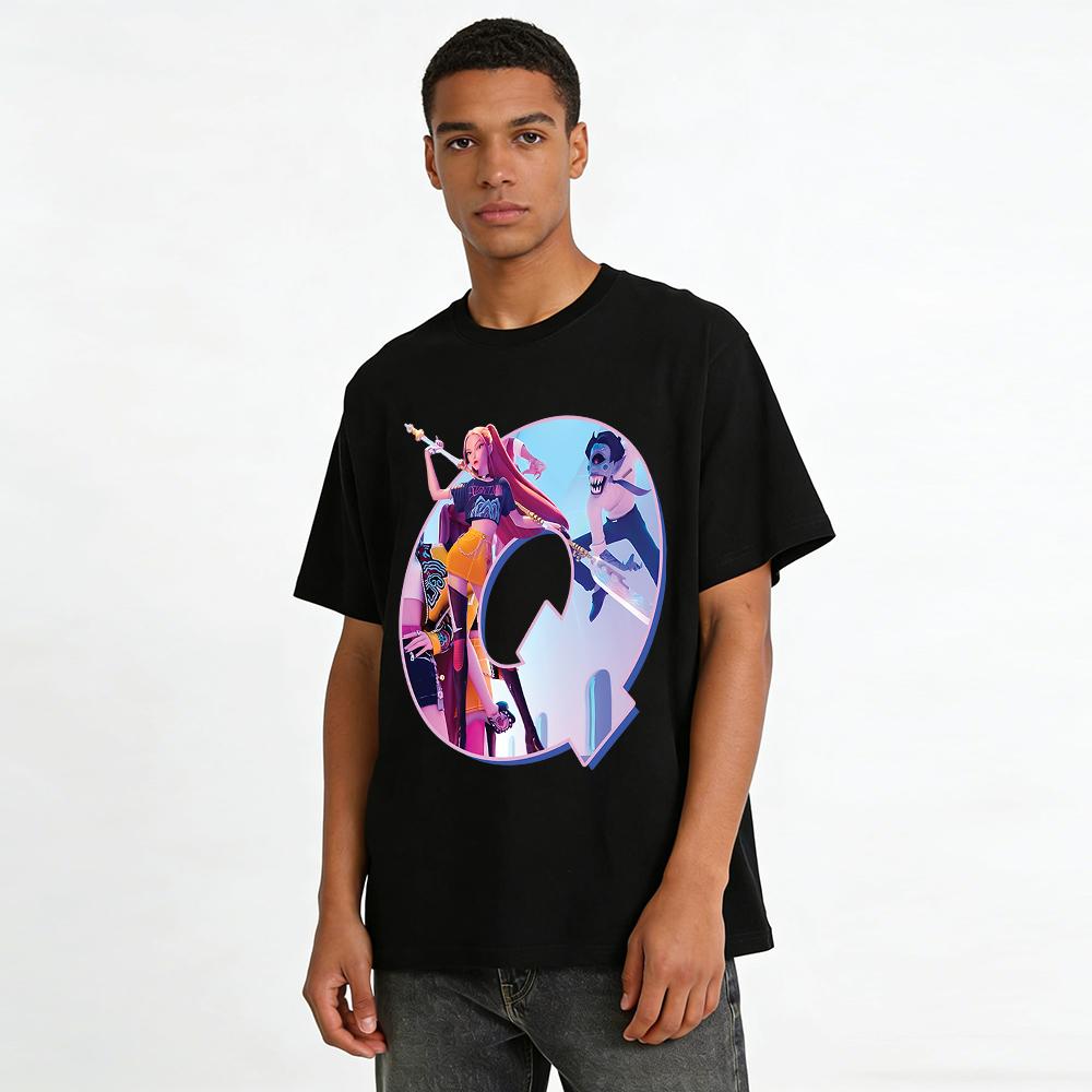 Cyberpunk Style Virtual Character Printed T-shirts Street Trendy Loose Casual Tops For Teens Pure cotton T-shirt