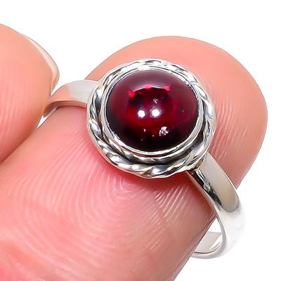 Přírodní granátový drahokam Ručně vyrobený 925 Pevné mincovní stříbro Šperk Prsten S.9 P1E82