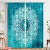 2 st  2D plan tryck Printgardiner Turkos Mandala Mångsidigt tyg (utan spö) Mångsidig allt för sovrum & vardagsrum