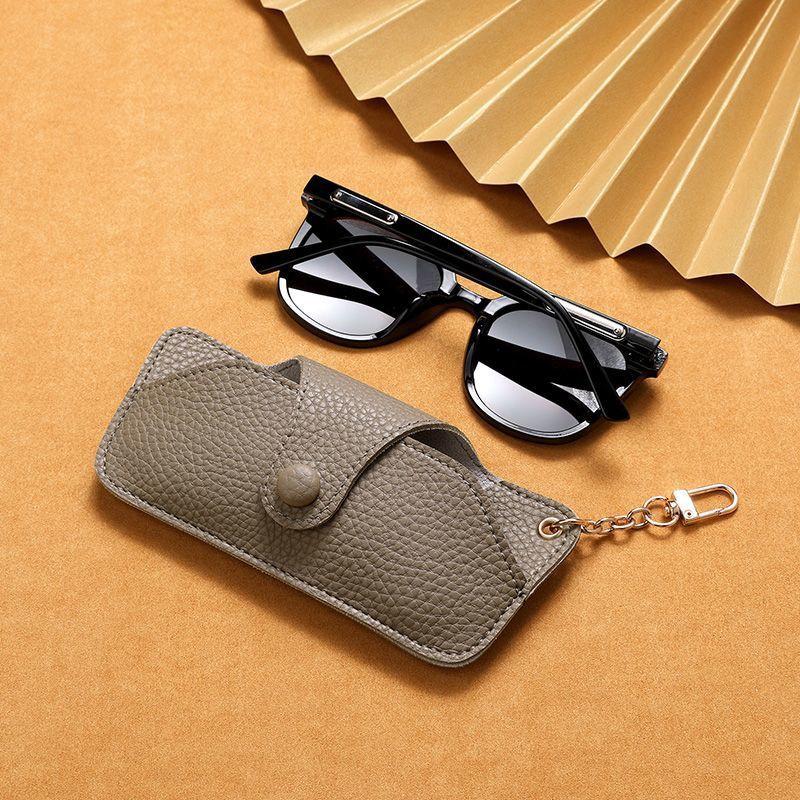 Portable Retro Handmade Pu Leather Glasses Bag With Lanyard Hanging Sunglasses Case Simple Glasses Storage Box Sunglasses Case