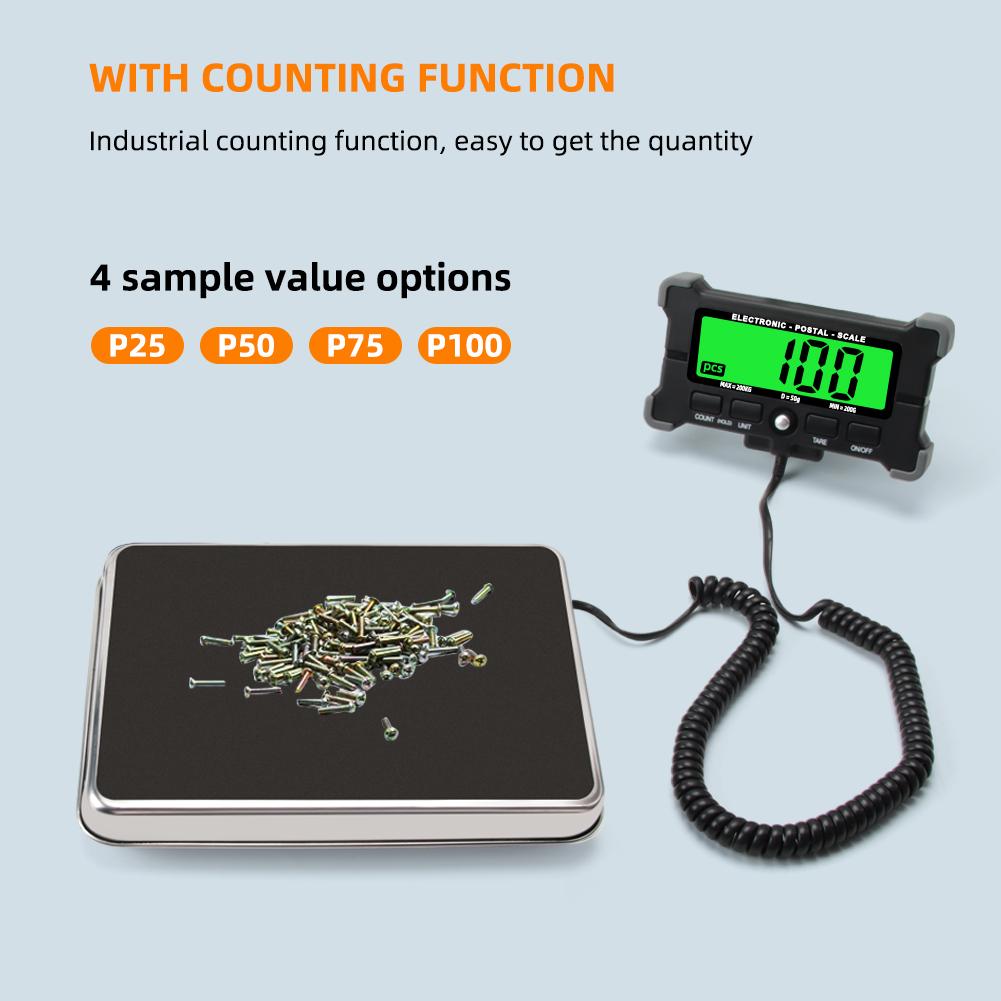 Yieryi 200kg/0.05kg Electronic Scale Digital Stainless Steel Bench Scales Backlit High Precision Strain Gauge Sensor for farms kitchens Food