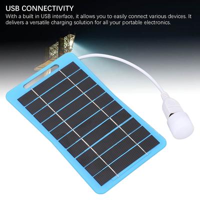2W 5V Solar Panel With Light Usb Waterproof Outdoor Hiking Camping Portable Battery Mobile Phone Charging Bank Charging Panel
