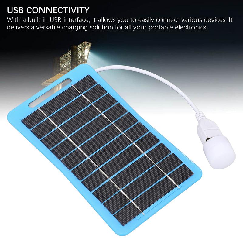 2W 5V Solar Panel With Light Usb Waterproof Outdoor Hiking Camping Portable Battery Mobile Phone Charging Bank Charging Panel