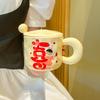 Cute High-value Festive Mug with Lid Spoon Couple Pair Cup Wedding Gift Ceramic Drinking Cup Coffee Cup