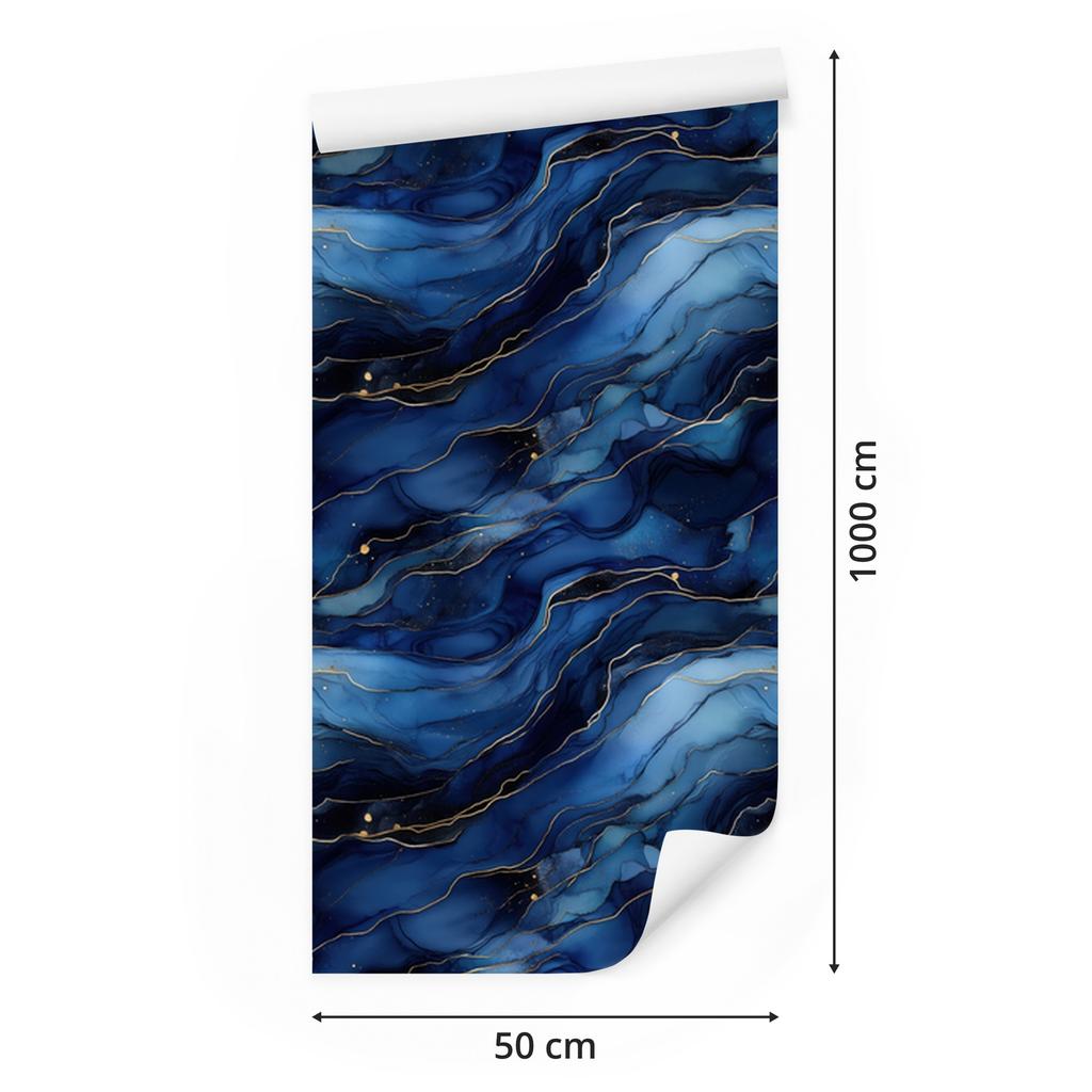 Ink Wallpaper Navy Blue, Black and Azure 50x1000