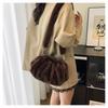 Cute Large Capacity Crossbody Bag Wrinkle Relaxed Texture Mink Fur Shoulder Bag Solid Color Ladies Handbags Female