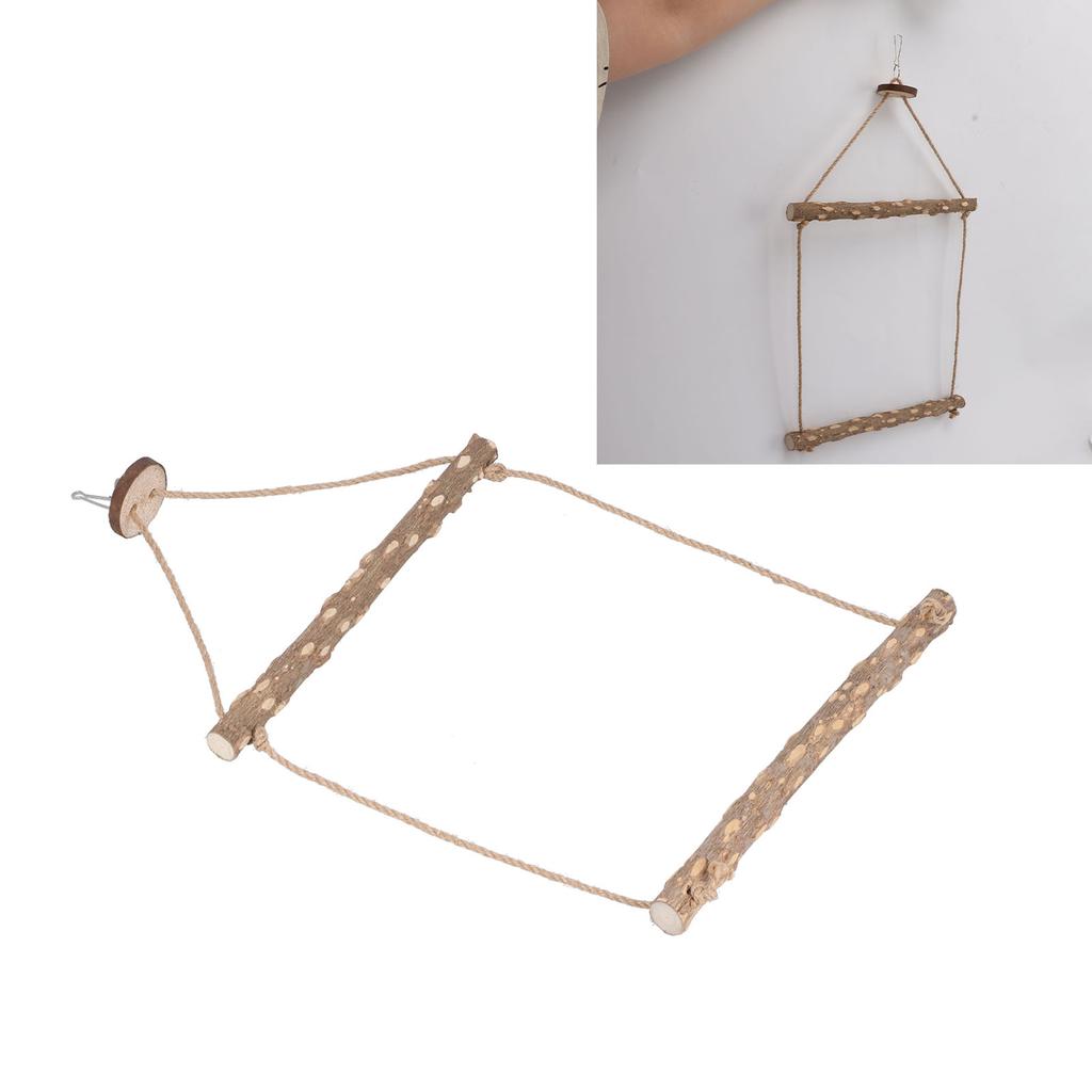 Large Bird Cage Swing Natural Wooden Safe Hanging Birds Standing Chewing Toy for Parrots