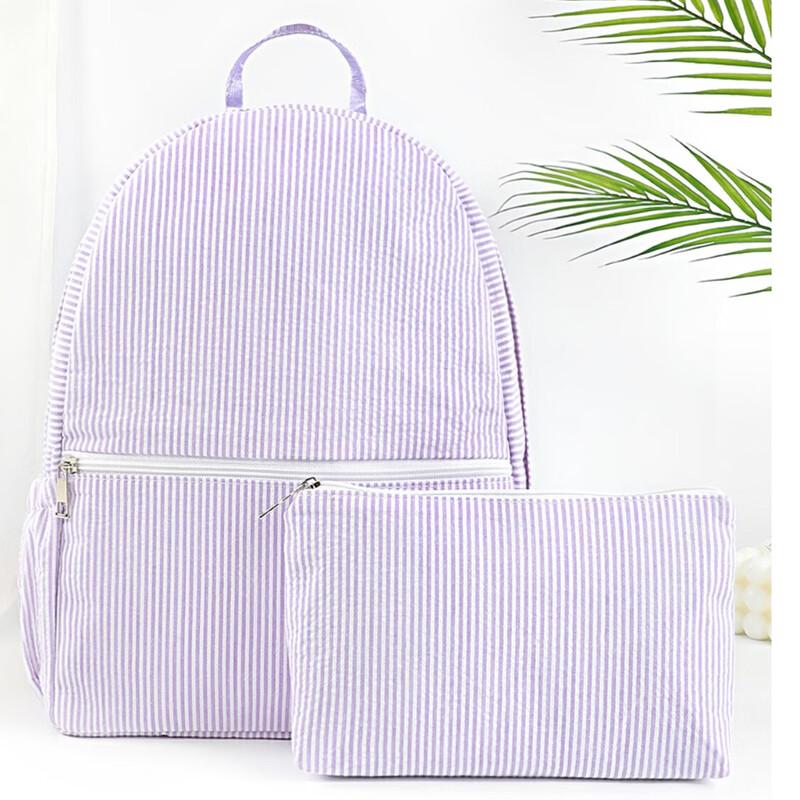 

Lishen Seersucker Striped Backpack Set