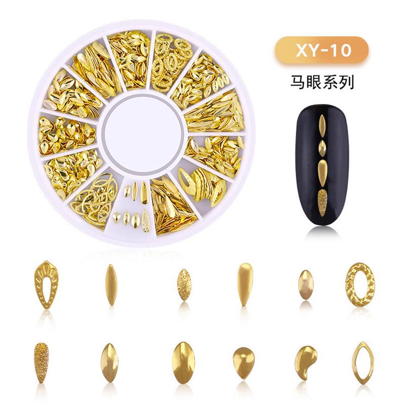 Nagel-Maniküre-Mix, Mini-Maniküre-Schmuckzubehör aus vergoldeter Legierung für Nagelkunst