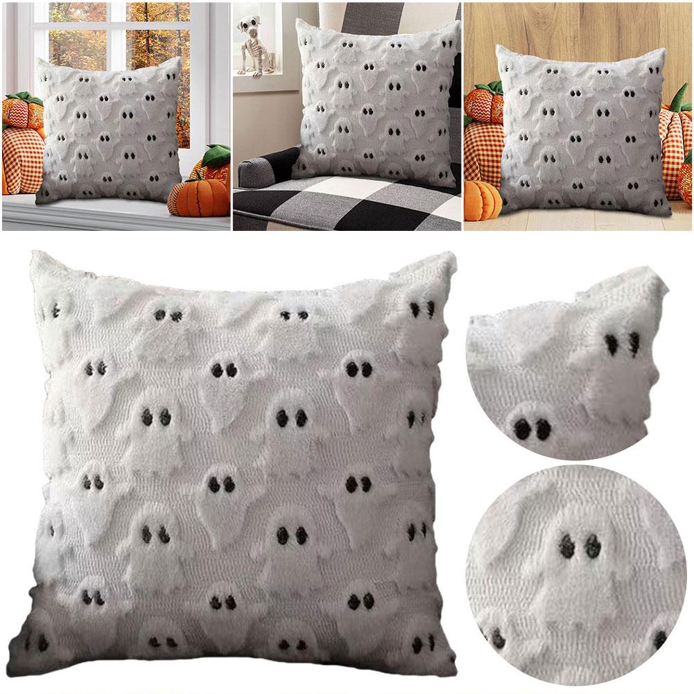 Halloween Ghost Pillow Cover Ghost Throw Pillow Case 17.72 Inch Plush Ghost Pillowcase Couch Cushion Case Halloween Party Favors