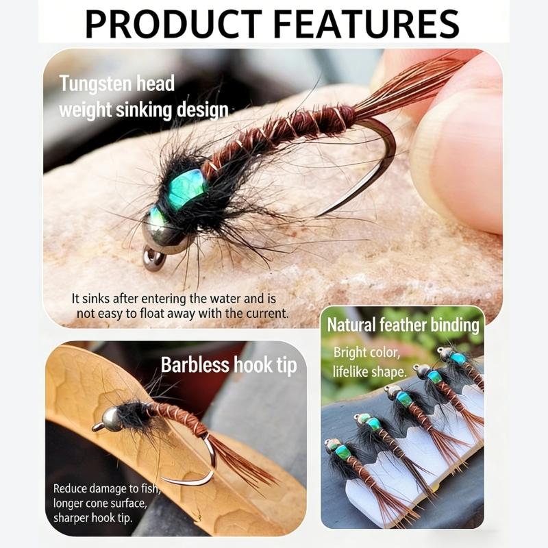 Professional Grade Fly Fishing Lures Baits With Metal Head For Depth Control And Movement Pack of 6
