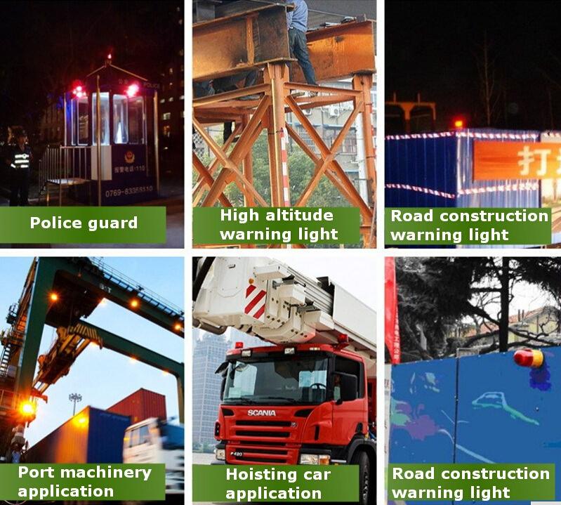 Solar Powered Traffic Warning Light LED Bulb Lamp for Construction Site Harbor Road Emergency Lighting