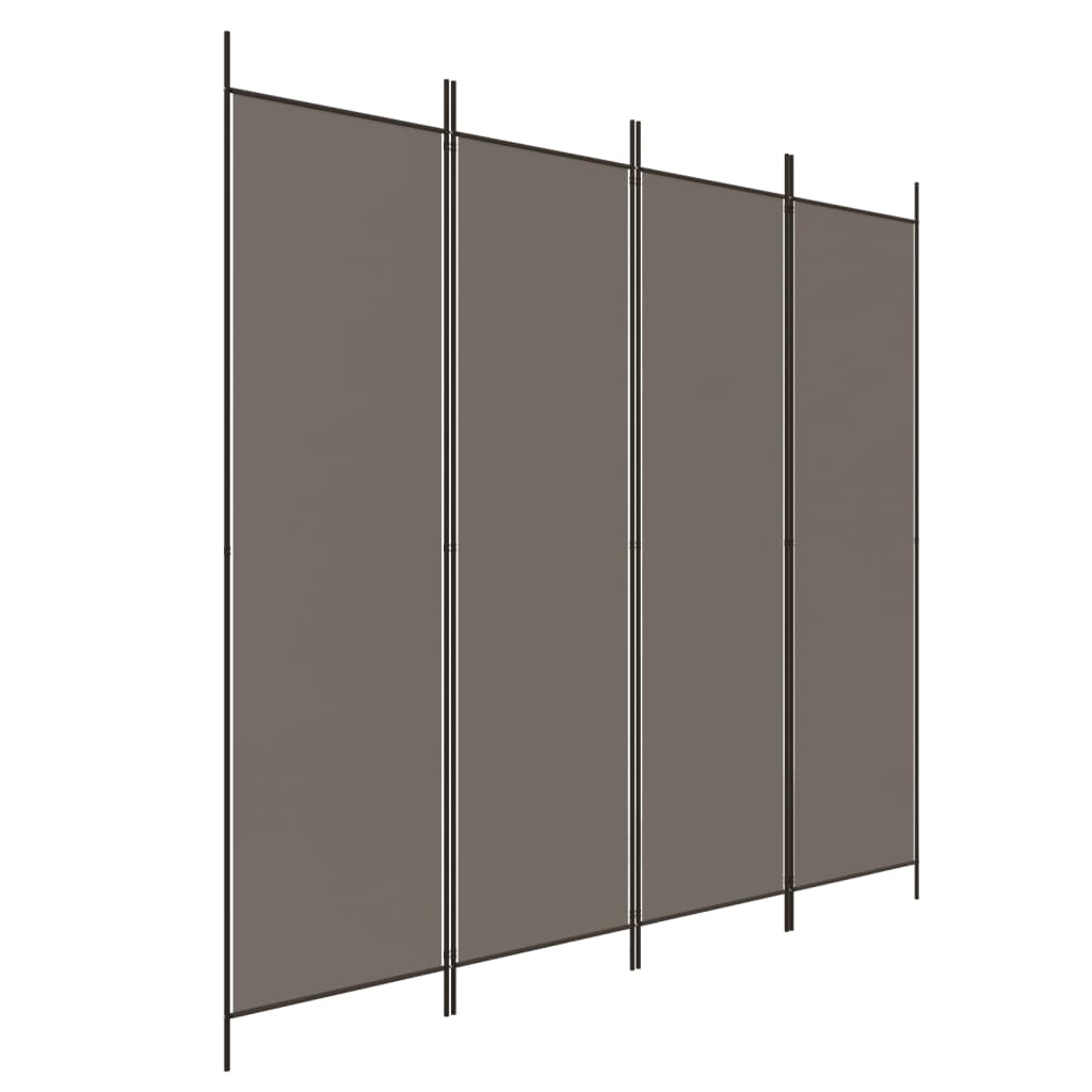 4 Piece Anthracite Room Divider 200 X 220 Cm Fabric