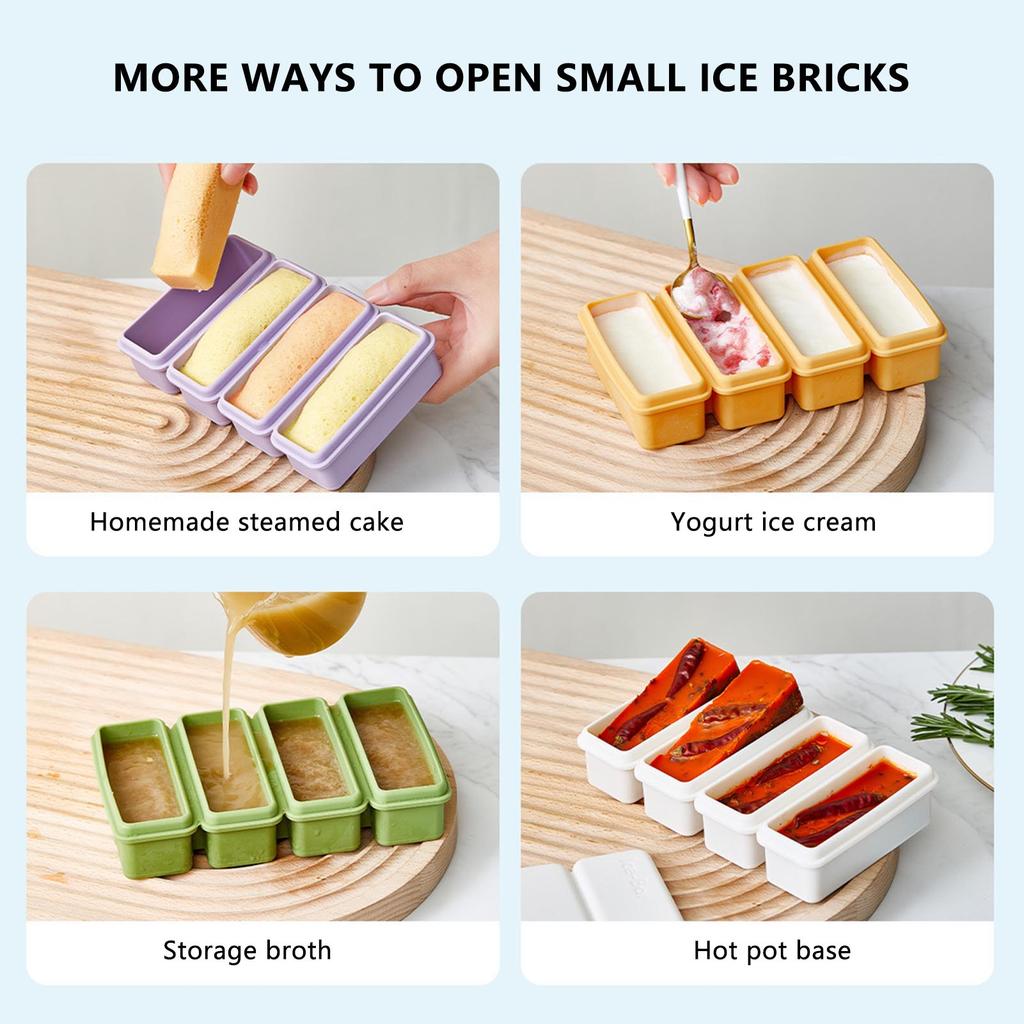 Silicone Ice Cube Tray Mold 4 Grids Reusable Ice Mold For Ice Cream Cake Pudding Chocolate Mould Maker Bar Kitchen Gadgets