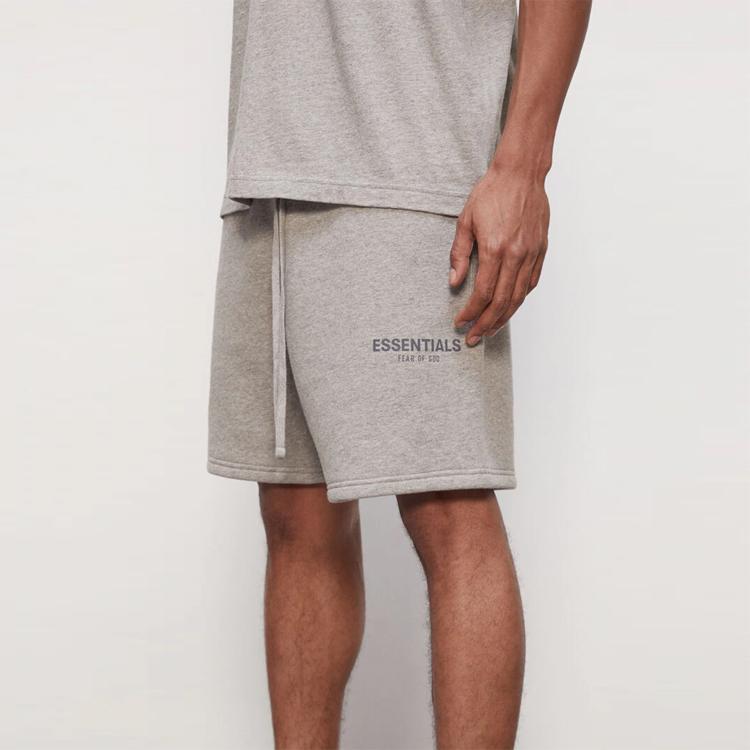 Fear of God Essentials Reflective Logo Drawstring Sweatshorts Unisex Bottoms Heather-Oat 0160250500081260