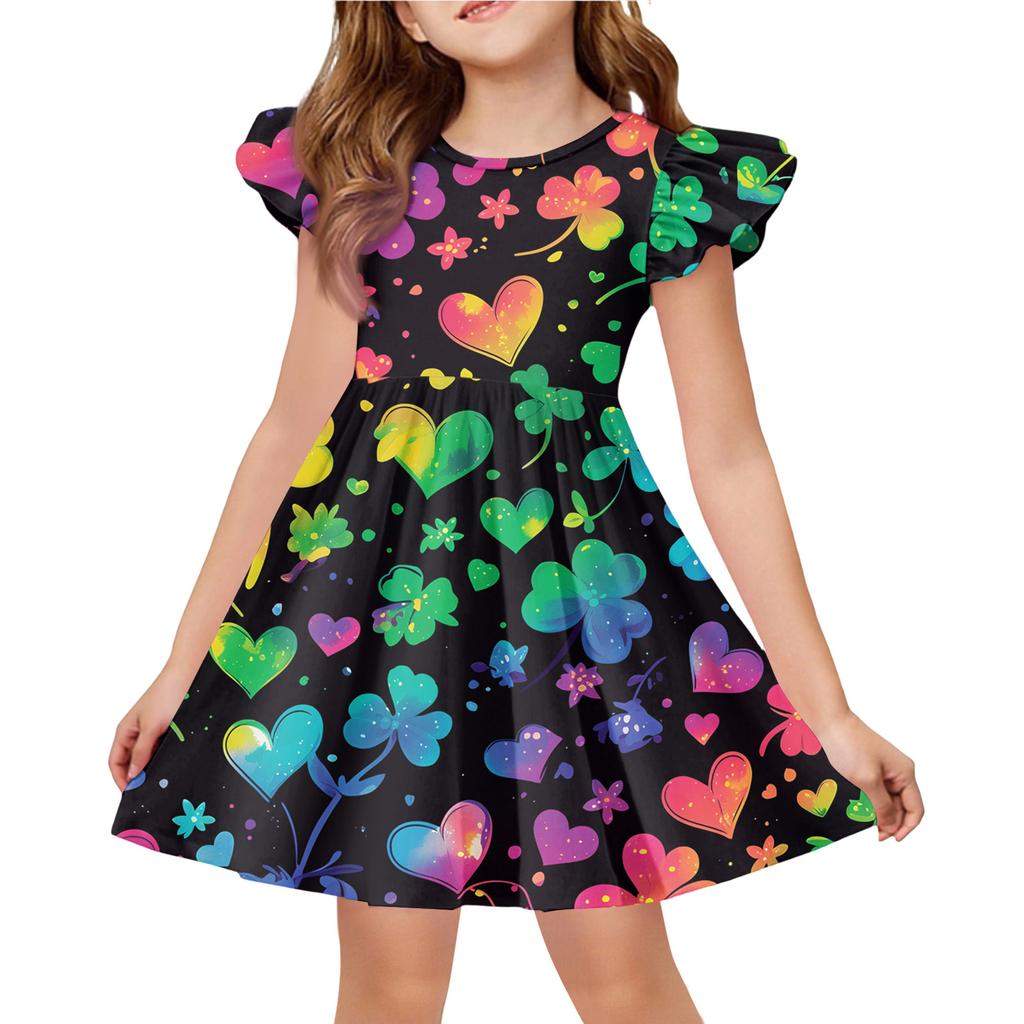 Girls' Summer Princess Dress - A-Line T-Shirt Dress St. Patrick's Day