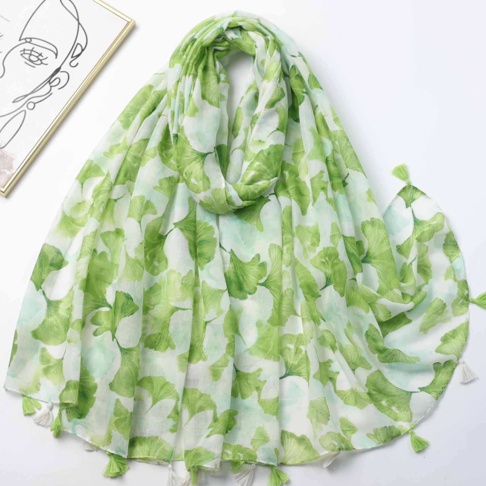 

Маленький зеленый веер Балийская пряжа с принтом Длинное полотенце Заводская распродажа Путешествия Отпуск Солнцезащитный Теплый женский платок