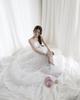 Crescentseoul Juné Glitter Mesh Combination Slingback Heels - Ivory