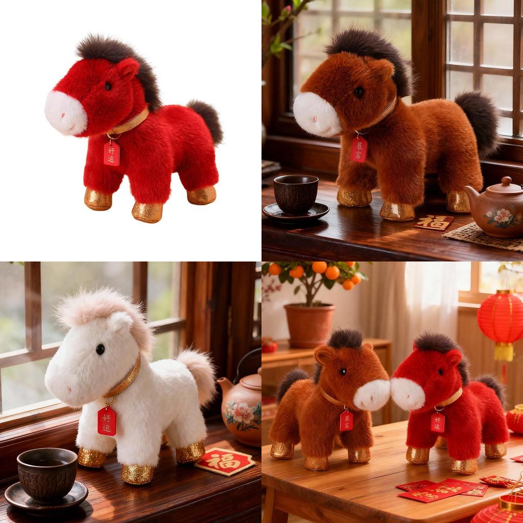 Chinesisches Sternzeichen Pferd Plüschtier mit PP-Baumwollfüllung für Neujahrsdekorationen und Geschenke