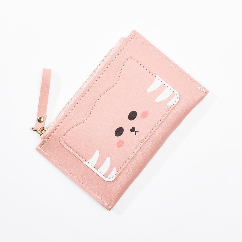 

Adorable Cartoon Printed Women s Short Wallet With Multiple Card Holder And Coin Pocket Perfect For Daily Use рожевий