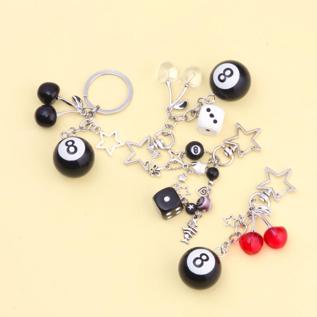 Hiphop Zwart 8 Biljart Sleutelhanger Mini Bal Sleutelhanger Hars Hanger Kers Decoratieve Sieraden Cadeau Doel Winnaar Bal Accessoires