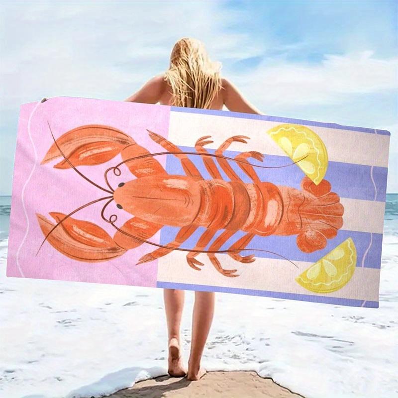 Strandtuch Hummer-Printmuster Sonnenschutz Winddicht Geeignet für Schwimmbad Camping Reise Decke